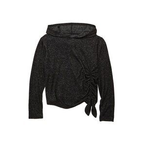 NWT ZELLA GIRL Size L ( 10/12 ) Supersoft Side Tie Hoodie Black/Grey MSRP $35
